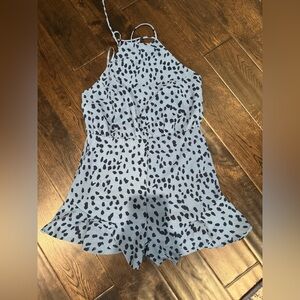 Blue and Black Spotted Halter Romper